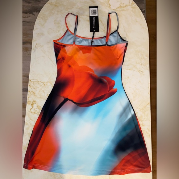 NWT White Fox Blue/Orange Swirl Maybe Later Mini Dress - Picture 9 of 9